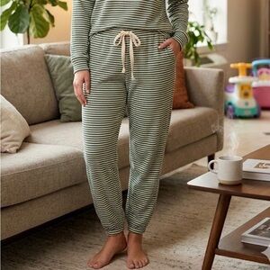 Madewell Green Striped Pants